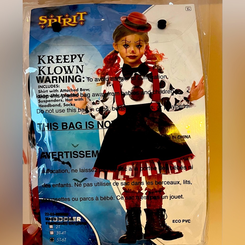 Kreepy klown - Creepy Clown Halloween toddler girl costume size 5T-6T